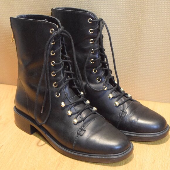 Joie Leather Biker Lace Up Combat Boots Size 37 Womens Excellent Used Condition! - Picture 1 of 10